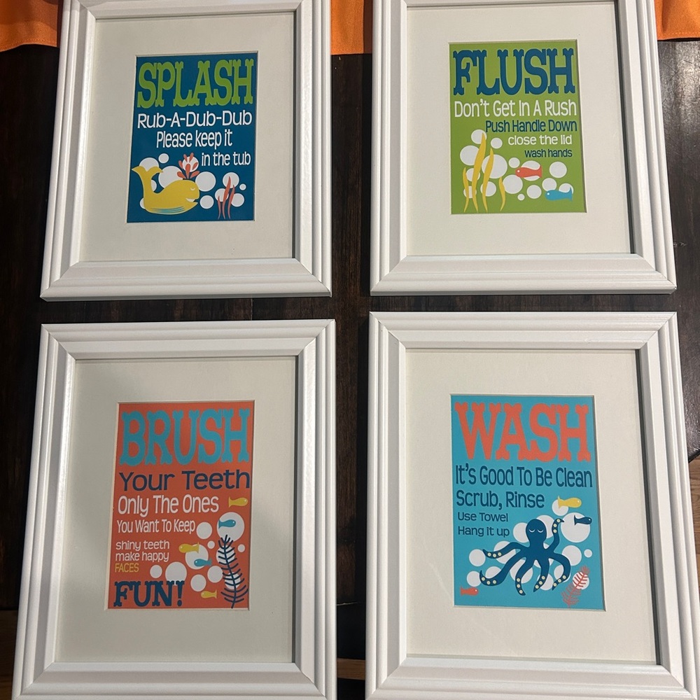 Set of 4 Framed Bathroom Art Prints